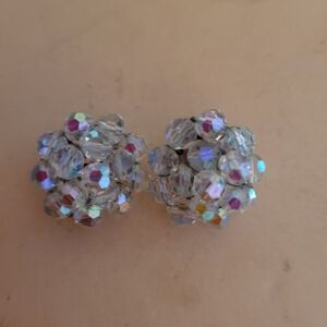 Vintage Crystal Cluster Earrings